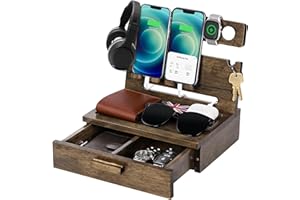 GROGIFE Gifts for Him, Bedside Organiser for Brother Partner Husband Men, Bed Organiser Presents for Him Man Boyfriend Dad Daddy, Phone and Watch Docking Station
