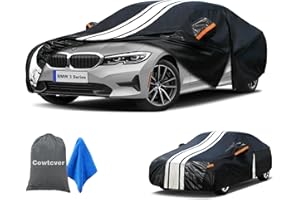 COWTCVER Autoabdeckung Wasserdicht Atmungsaktiv Passend für 2003-2025 BMW 3er, Vollgarage Autoplane für Sonne Regen Staub Schutz, Auto Abdeckplane Abdeckung.