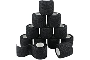 Nutoko 12 Rolls Venda Cohesiva Venda Cinta Bendaje Adhesiva 5CM X4.5M Vendaje Autoadhesivo Deportiva Tape Elástico Adhesiva Impermeables Cinta Autoadhesiva para Manos, Pie, Rodillas Esguinces