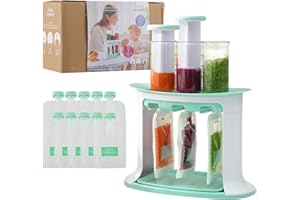 VIHBRAI Baby Food Maker with 10 Pouch Storage, Homemade Squeeze Station Puree Squeezer, Reusable Portable Baby Food Pouch Filling Station Fresh Fruit Juice Dispenser, Dishwasher Safe & BPA-Free