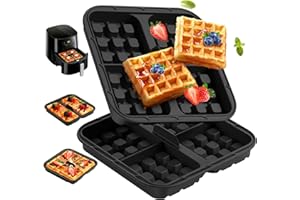 BOZITTH 2 Piezas Molde de Silicona para Gofres de Air Fryer, Accesorios para gofreras para Freidoras de Aire 5-8L, Compatible ecotec COSORI 5,5L 6L, Philips 6,2L, Ninja 6,2L, Apto para Microondas y Horno