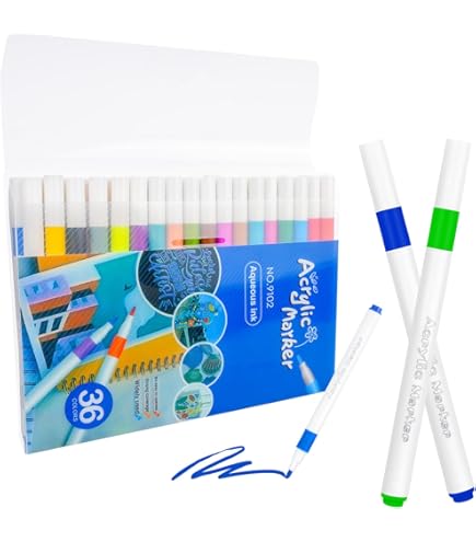 WINSONS Witte markeerstiften, acrylmarkers, verfpennen met dubbele punt, fijn en penseel, waterdicht, niet-toxisch, geurloos, geschikt voor papier, aardewerk, stenen, 12 stuks WINSONS Witte markeerstiften, acrylmarkers, verfpennen met dubbele punt, fijn en penseel, waterdicht, niet-toxisch, geurloos, geschikt voor papier, aardewerk, stenen, 12 stuks