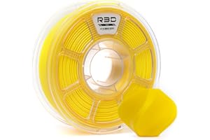 R3D Filamento 3D PLA da 1,75 mm, 0-370 mm/s, stampa ad alta velocità, precisione dimensionale +/- 0,02 mm, bobina di plastica trasparente da 1 kg, filamento per stampa 3D(Giallo)