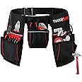 ToughHub Work Tool Belt Pouch with 1680D - Heavy Duty Adjustable Tool Belts for Men - Tool Storage Belt for Electricians, Carpenters, Plumbers & Construction with Hammer Loop