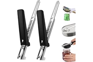 MOVYEE 2 Pièces Ouvre-Bocal Réglable,Manuels de Sécurité Ouvre-boîteStainless Steel Jar Opener pour Personnes âgées, avec Mains Faibles ou Souffrant d’Arthrite (Noir)