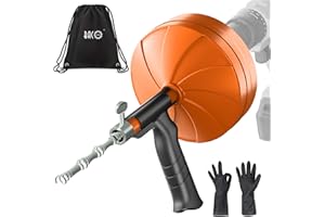 BACOENG Furet Déboucheur Canalisation avec Tige Flexible de 15m-Furet Plomberie Parfait pour Déboucher tous les Types de Canalisations, Retirer les Bouchons, Cheveux, et Autres Saletés, Orange