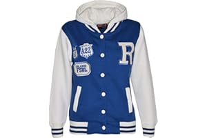 A2Z 4 Kids Unisexe B.B Encapuchonné R Mode FOX Varsity Veste Baseball Style Manteau Longue Manches Nouveau Décontractée Mode Filles Garçons Nouveau Âge 2-13 Ans