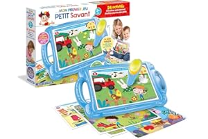 Clementoni - 52300 - Mon Premier Jeu Petit Savant - Jeu Educatif - Pour Enfants à partir de 2 Ans et plus - Tablette avec Stylo Interactif et 24 Fiches d'Activités - Sons et Lumières