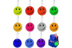 Cosswe Ciondolo riflettore di sicurezza, 11 pezzi per bambini Riflettente Ciondolo Smiley Riflettente Riflettente Bambini per zaini Abbigliamento Zaino Ciclismo Camminare Corsa