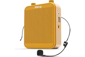 Giecy Amplificateur de Voix Microphone Système de sonorisation Portable 30W Batterie Rechargeable 2800mah amplificateur Voix Puissant pour Enseignants, Formation, réunion, Guide Touristique (Jaune)