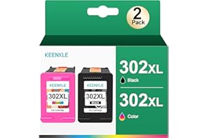 KEENKLE 302XL Cartouches d'encre Remanufacturées Compatibles pour HP 302 302XL (Noir et Couleur, Pack de 2) pour Deskjet 3630 3632 2130 Officejet 3830 3831 3833 3835 4650 5220 5230 Envy 4520 4525