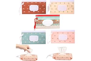 PERSENTU 5 Pack Baby Wipe Dispenser,Baby Wipe Holders,Wet Wipes Dispenser Box,Portable Refillable Wipe Holder, Refillable Wipes Dispenser Travel Container Wipes Bag for Baby and Adult