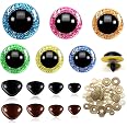 TOAOB 100 Pièces Yeux Et Nez De Sécurité Pour Poupées - 6 Couleurs Pailletées, Tailles 16-30 Mm, Idéal Amigurumi, Peluches Et Marionnettes