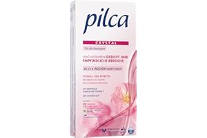 ‎PILCA Pilca Kaltwachsstreifen für das Gesicht - Enthaarungsstreifen auch für empfindliche Stellen - 1er Pack (1 x 20 Stück gebrauchsfertige Kaltwachsstreifen ohne Erwärmen + 4 Pflegetücher)