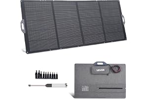 VEVOR Vikbar 400 W solpanel, bärbar monokristallin solpanel med MC4-utgång och 10-i-1 DC-adapter, IP67 vattentät för kraftver