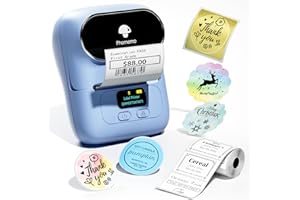 Phomemo Drukarka etykiet - M110 Bluetooth przenośna drukarka etykiet dla małych firm, adres, kod kreskowy, logo, ubrania, Jerery, kompatybilna z iOS i Android, niebieska