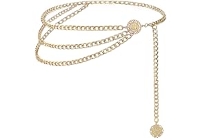 DTWAWA Multi Layer Waist Chain, Adjustable Rhinestone Chain Belt for Dress for Women