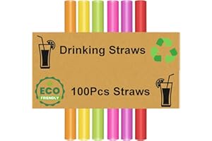 ZHUOAI Trinkhalme,Party-Strohhalme,100 Stück,für Party,Geburtstag,Hochzeit 100Stück Wiederverwendbare Strohhalme,Plastik Strohhalme,Trinkhalme Plastik Trinkhalme für Smoothies,Saft,Cocktail(100)