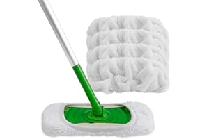 HOMEXCEL HOEMXCEL Wiederverwendbare Mikrofaser-Mopp-Pads, kompatibel mit Swiffer-Kehrmaschinen, geeignet für die Nass- und Trockennutzung, Nachfüll-Moppkopf-Pads, geeignet für die Hausreinigung, 4 Stück