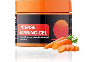 MRCUVARYAS Intensive Tanning Gel - Shine Brown - Crème solaire à l'huile de carotte et vitamine E, accélérateur de bronzage naturel pour le visage et le corps, résistant à l'eau, 140g