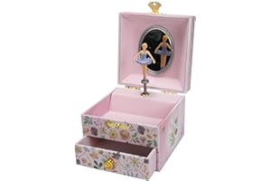 GICO Schmuckkästchen Ballerina mit Schublade für Mädchen Kinderspieluhr mit Musik, drehender Figur und Spiegel Geburtstagsgeschenk Mädchen Schmuckbox Kinder - 92071