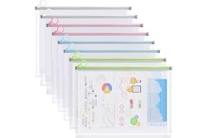 Simpolor Plastic Envelopes,[8 PCS] A4 Letter Size File Folders Organizer Poly Zip Envelopes, Translucent Expanding Document Storage Wallet Pouch with Zipper for School and Office Supplies - Multicolor