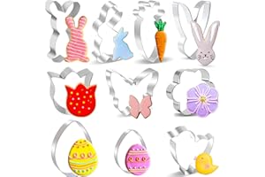BELSVOR Lot de 10 Emporte Pièces Pâques, Emporte Piece en Acier Inoxydable, Emporte Piece Biscuit pour Décoration Biscuit/Gâteau/Cookies/Pâtisserie, Emporte Piece Patisserie 10 Formes