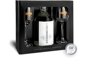 ‎ZWÖNITZER HANDWERKLICH GEBRAUT Brauerei Zwönitz Bierbrand Geschenkset/Alkohol Geschenkset aus Bierbrand 0,5l und zwei passenden Gläsern/Originelles Biergeschenk