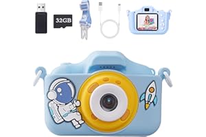 Voniobuy Appareil Photo pour Enfants, Caméra Numérique 1080P avec Écran IPS 2.0 Pouces, 44 Cadres Magiques, 5 Jeux Éducatifs, Développe la Créativité des Filles et Garçons de 3 à 10 Ans, Astronaute