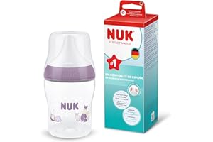 NUK Perfect Match Biberón | 0+ meses | 150 ml | Biberón anticólicos | PP | Indicador de control de temperatura | Hipopótamo | 1 unidad