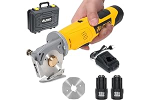 VLOXO Cúter Rotativo Eléctrico Industrial Tijeras Eléctricas Inalámbrico, Diámetro de Hoja de 70 mm, Grosor de Corte Máximo de 25 mm, Tijeras Electrica Costura para Alfombras, Cuero, Fieltro