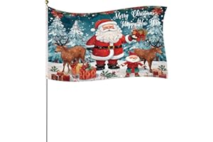 NQEUEPN Large Christmas Flag, 3x5ft Merry Christmas Banner Double-Sided Polyester Happy New Year Flag Deer Santa Garden Flags for Outdoor Yard Winter Holiday Decoration