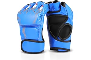 Flexzion Mitaines de boxe MMA pour hommes, femmes et adolescents, UFC Grappling Krav MAGA Gants de kickboxing pour entraînement, sac de frappe, Muay Thai, gants de coupe, gants d'arts martiaux