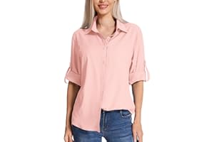 mosingle Chemise de safari pour femme - Protection solaire - Séchage rapide - Léger - Manches longues - Chemisier de voyage pour femme - Randonnée et camping