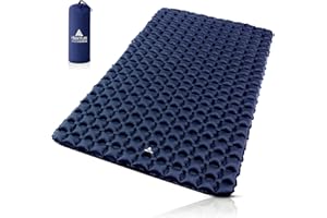 HIKENTURE Materassino da campeggio per 2 persone [doppio/ultraleggero] – gonfiabile doppio materasso ad aria, piccolo ingombro con sacco a pompa, tappetino extra large 115 cm, per escursioni
