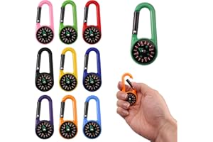 LUMINARYLAIR 10 Piezas Brújula Navegación,Brújulas con Mosquetón, Brujula Pequeña,Brujulas de Orientacion,Brujula Niños,Moschettoni per Bussola Piccola,para Camping Senderismo Caza Exteriores, Viajes, Senderismo