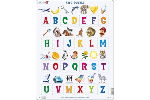 Larsen LS826 Apprendre l'alphabet: 26 Lettres majuscules, édition Français, Puzzle Cadre avec de 26 pièces