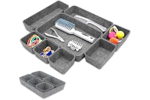 Lohofrnny Filcowy organizer do szuflad, 7-częściowy organizer do szuflad, do biura, do salonu, pojemnik do systemu porządkowania (ciemnoszary, 8 sztuk)