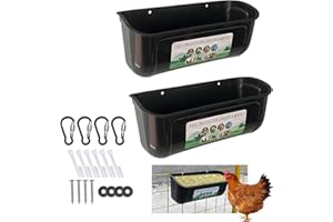 KMQRDZI Nouvelle grande alimentation pour poulets - Grande capacité - Grande capacité - Nourriture et eau pour volailles d'extérieur - Pour poules, canards, oies, chiens, vaches et moutons (2 pièces, noir)