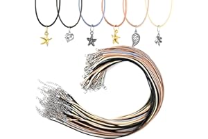 NEBURORA 60 Pcs Cordon Collier 2mm Ciré Cordon de Collier avec Fermoir 20 Pouces 6 Couleurs Collier Corde Corde en Coton Ciré Collier pour DIY Bracelet Collier Fabrication de Bijoux