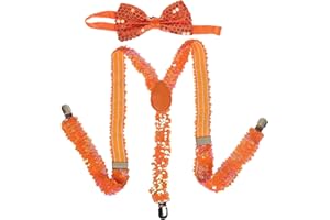 NiceYnn Classic/Glitter Braces and Bow Tie Set, 2.5cm Wide Y Back Adjustable Elastic Suspenders with 3 Clips, 12cm Woven Pre-tied Bowtie, One Size for Men Women Wedding Festivals Cosplay Party