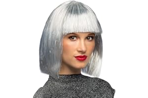 Boland 86165 - Erwachsenen-Perücke Gigi Glamour, mit Lametta, Weiß-Silber, Bob-Frisur, Kunsthaare, Kopfbedeckung, Karneval, Mottoparty