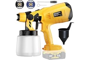 GGIKING Kabellose Akku Farbsprühsystem für Dewalt 20V Akku (ohne Akku) für Zäune und Terrassendielen, Akku Sprühpistole, Handfarbsprüher mit 2 Düsen und abnehmbarem 1L Tankfür Zuhause DIY Malerei