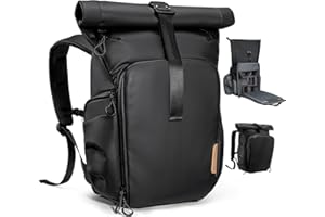 K&F CONCEPT Sac à dos pour appareil photo, sac à dos extensible avec compartiment pour ordinateur portable de 15,6", housse de pluie, sac pour objectif, appareil photo, trépied