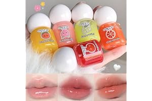 ‎LUCKNEST 5 Colors Hydrating Lip Gloss Set, Fruit Flavored Lipgloss Moisturizing Lip Stain Plumping Cute Lipstick, Water Lip Gloss Waterproof Long Lasting Tinted Glossy Lip Make-up for Girls and Women