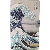Grupo Erik Hokusai Ola de Kanagawa Travel Notebook | Refillable Travel Journal, PU Leather Travel Journal, Women's Gift, 2 No