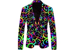 Foweknow Sakko Herren Bunt Druck Anzugjacke Sportlich Karneval Kostüm Regenbogen Modische Outdoorjacke Regular Fit Vielseitige Freizeitjacke Slim Fit Abschlussball Outfits
