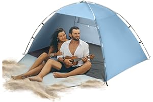 Forceatt Strandmuschel, Tragbar Extra Light Strandzelt, Sonnenschutz Strand, für 3-4 Personen, Mit Uv Schutz 50+, Einfache Installation, für Familie, Strand, Garten, Camping