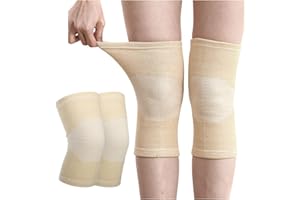 VASANA 1 paio di ginocchiere elastiche a compressione, unisex, per sport, basket, danza, ciclismo, arrampicata, yoga (beige), Colore della pelle, M