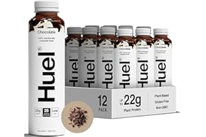 ‎HUEL Huel Drink Chocolate, fertige Trinkmahlzeit für unterwegs - 12 x 500 ml - 20 g Protein, Reich an Vitaminen, Mineralstoffen & Ballaststoffen, Plant-based, Geschmack Schokolade, inkl. 3 € Pfand